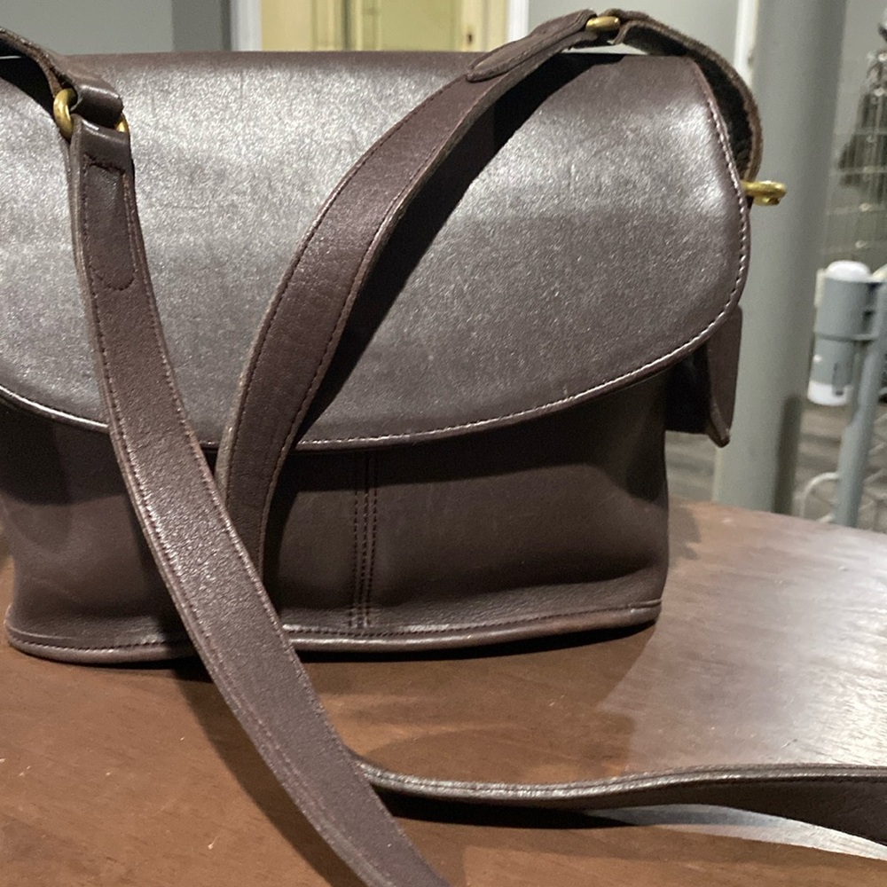 Vintage Coach Equestrian Brown Leather Crossbody Bag Purse